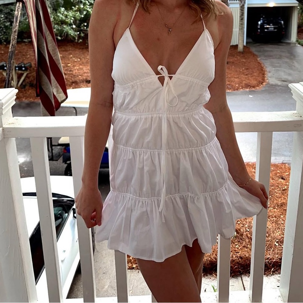 Zara Viral White Tiered Ruffle Dress NWT - Picture 8 of 8